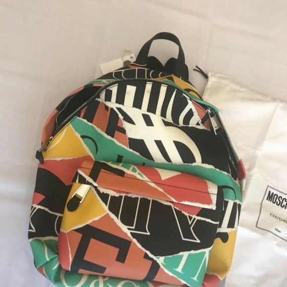 SOLD! Moschino MULTI-COLOR ECO-LEATHER XL BACKPACK FAUX - Picture 6 of 12
